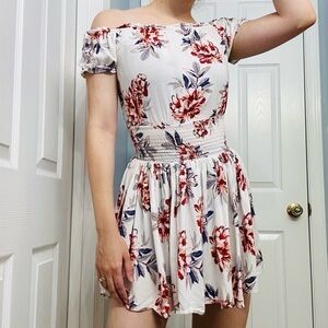 Louise Paris Dress Mini Floral Smocked Waist White Dainty Coquette Extra Small